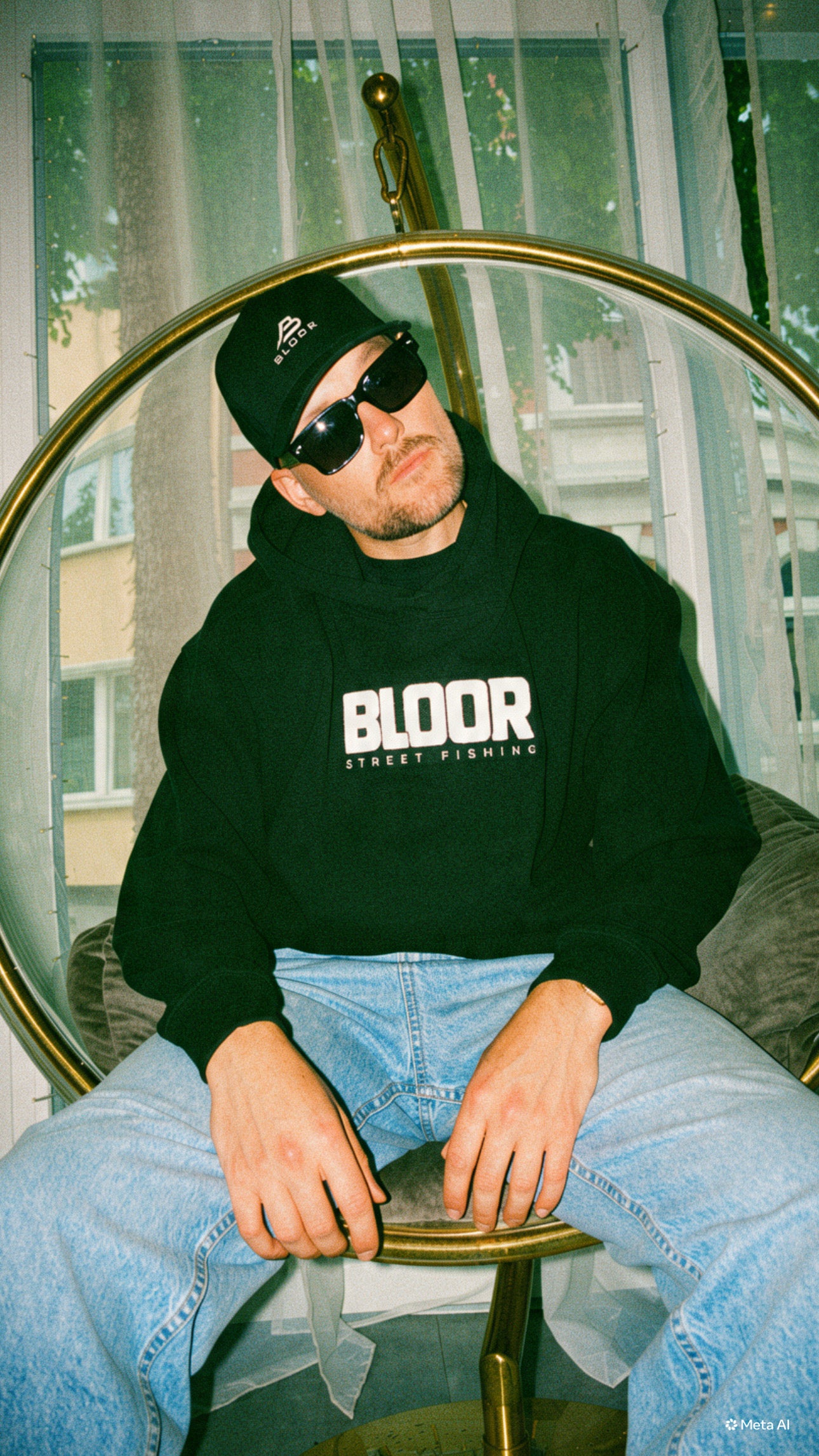 BLOOR Oversized "Street Fishing" Hoodie – Black